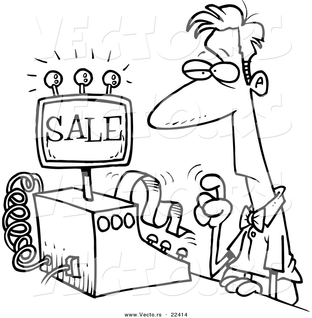 Vector Of A Cartoon Man Ringing In A Sale 1024x1044 Vector Of A Cartoon Man Ringing In A Sale