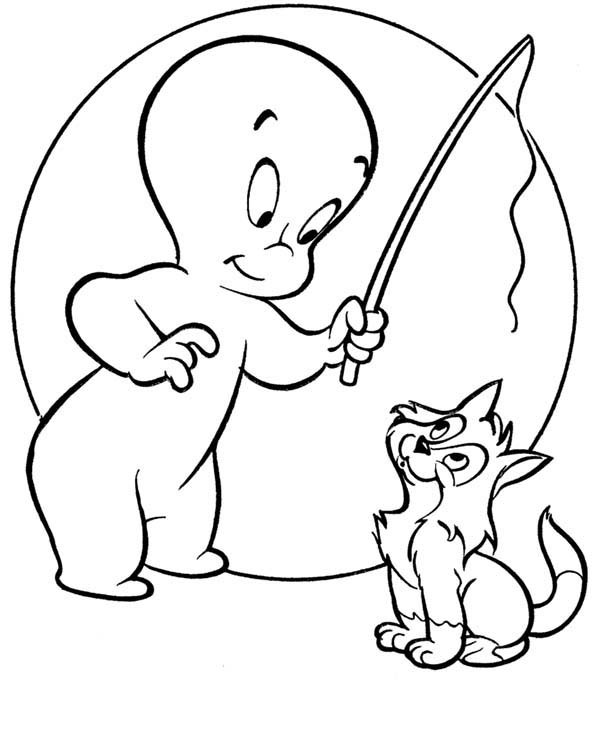 Casper The Friendly Ghost Take A Cat To Fishing Coloring Pages 600x734 Casper The Friendly Ghost Take A Cat To Fishing Coloring Pages