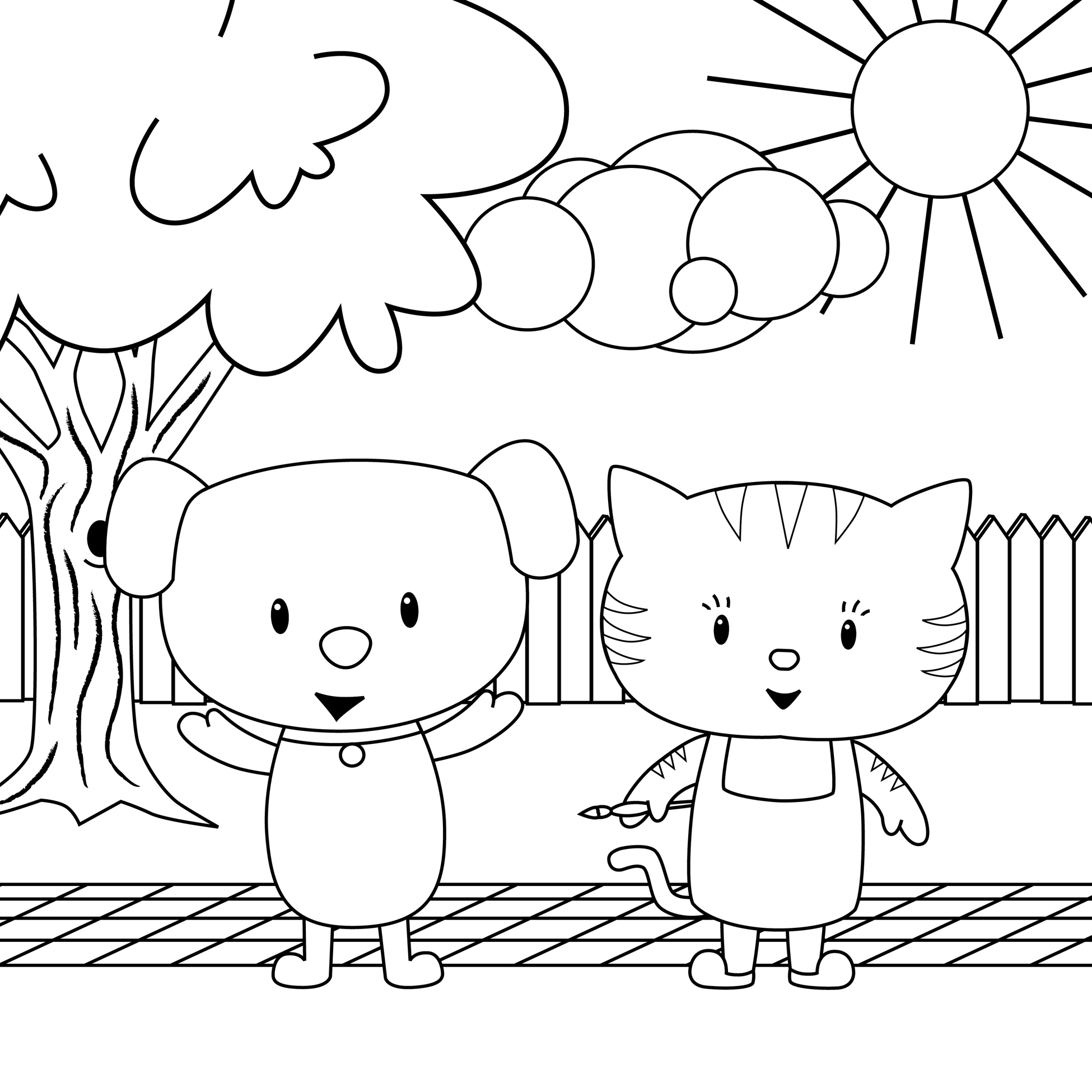 Dog And Cat Coloring Pages 1950x1950 Dog And Cat Coloring Pages