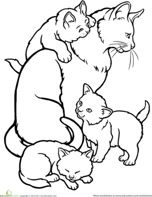 Color The Mommy Cat And Kittens Worksheet 301x390 Color The Mommy Cat And Kittens Worksheet