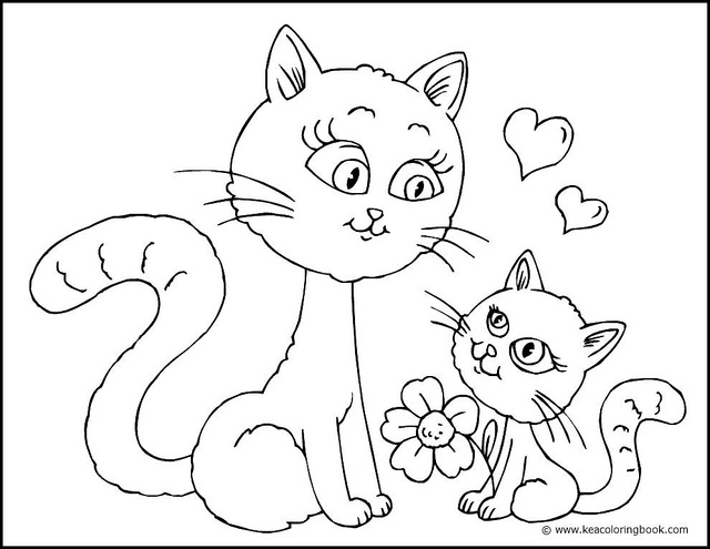 Mom Cat With Kittens Coloring Page 640x495 Mom Cat With Kittens Coloring Page