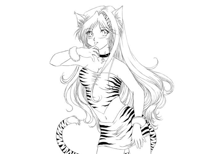 Cat Anime Coloring Pages