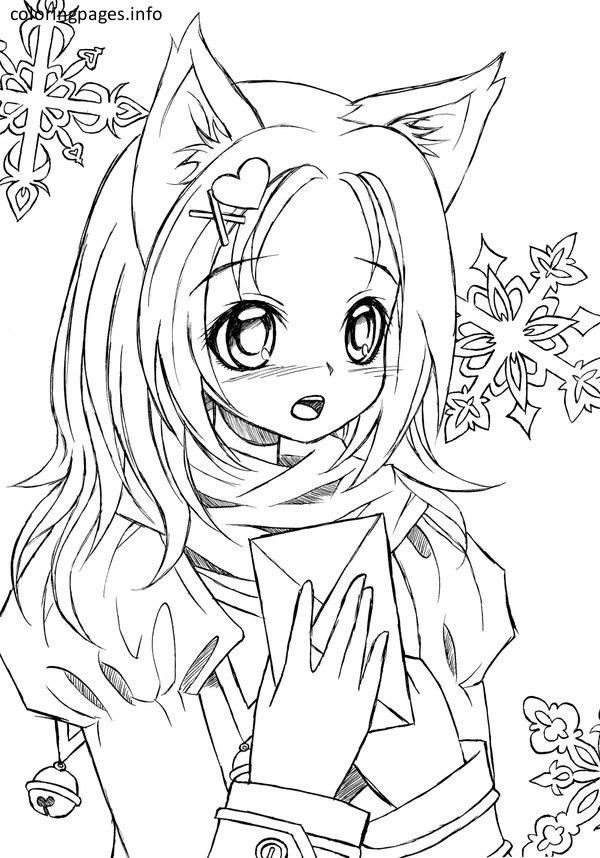 600x858 Catgirl Coloring Pages Anime Cat Girl Coloring Pages 417 Cat