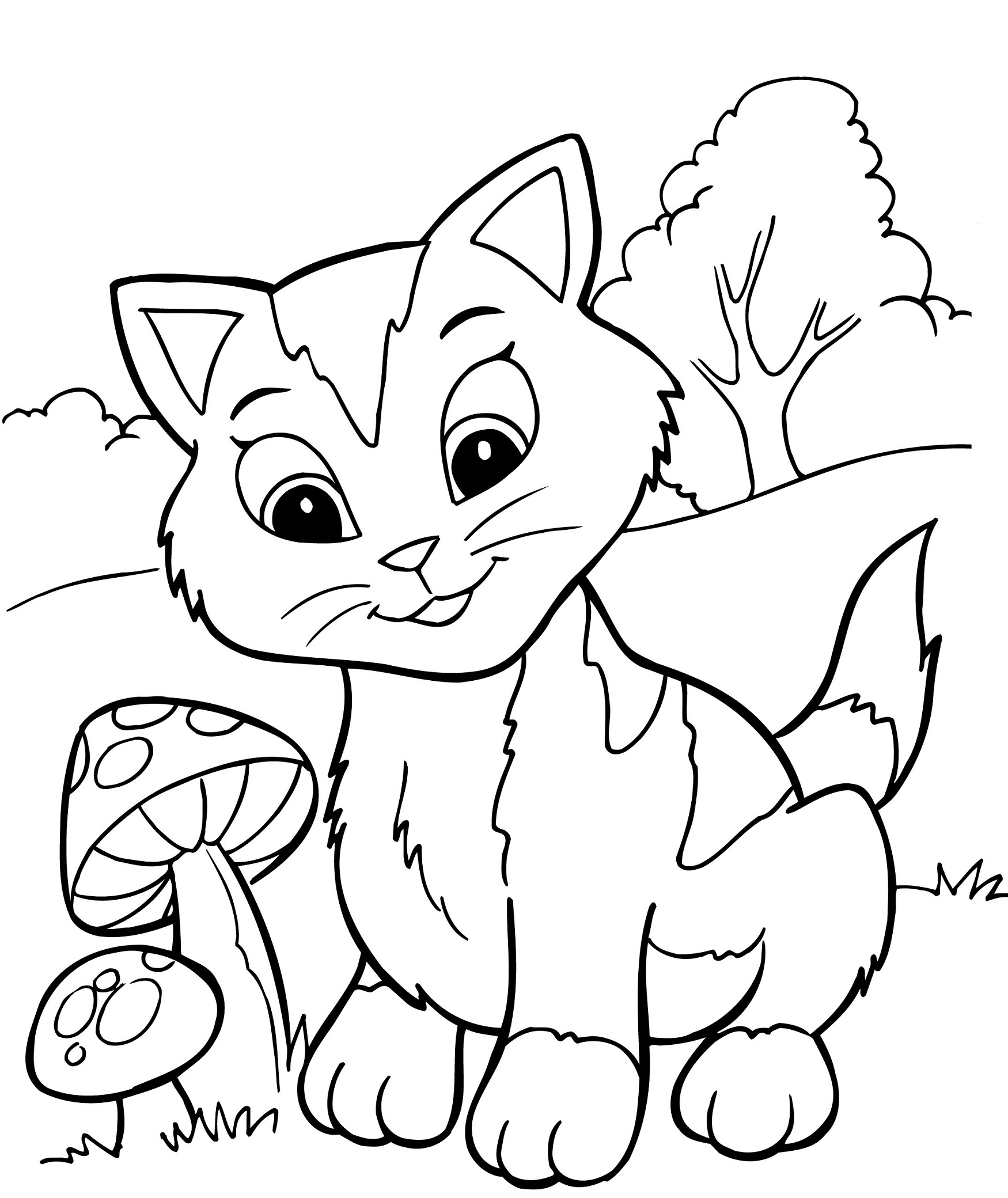 1750x2080 Incredible Kitty Cat Coloring Pages To Print