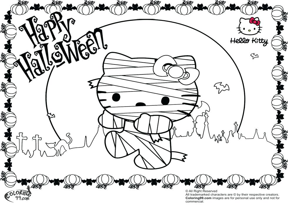 980x700 Halloween Color By Number Pages Free Hello Kitty Coloring Pages