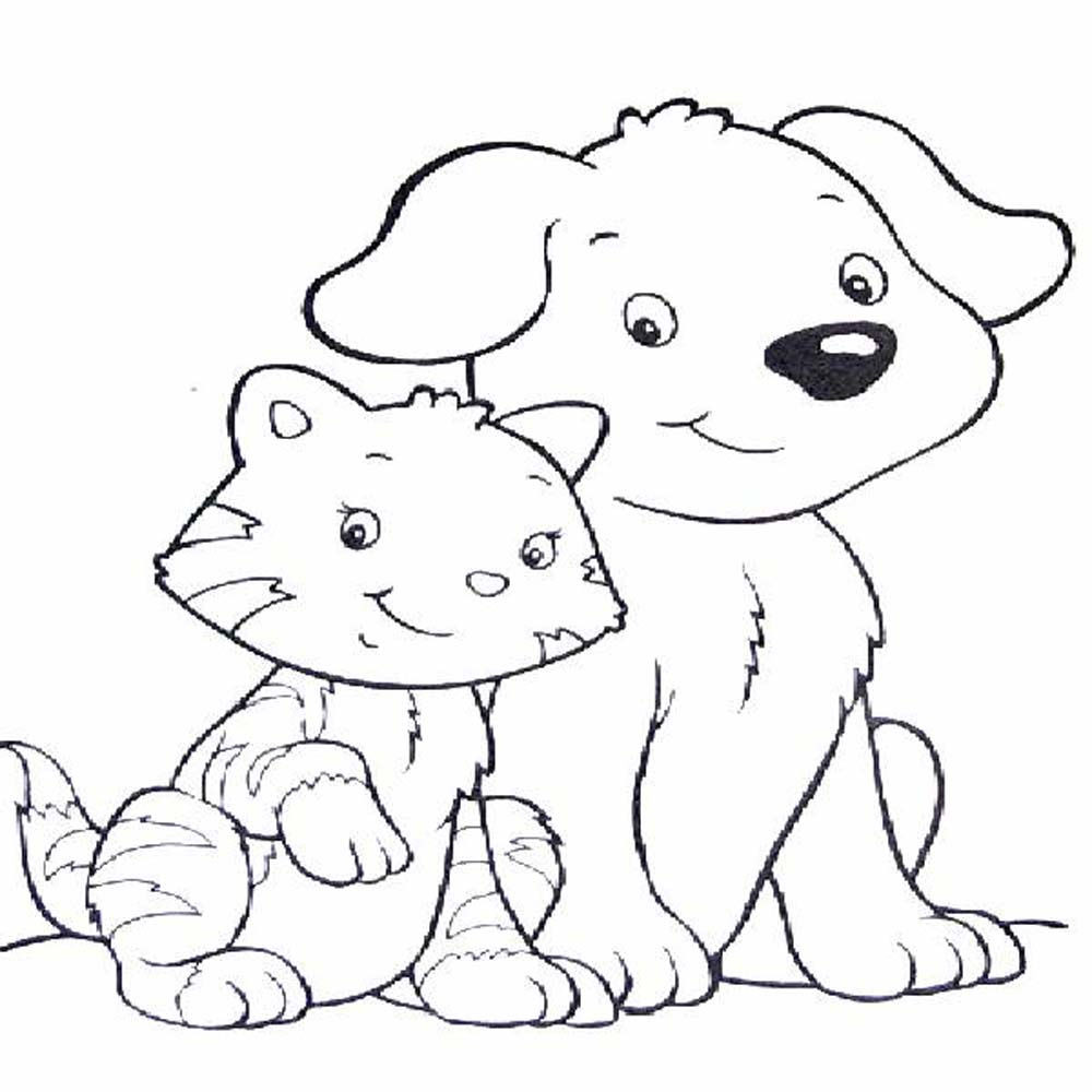 1000x1000 Dog And Cat Coloring Pages Printable Dringrames Org Stuning