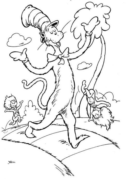 520x734 The Cat In The Hat Coloring Pages Cat Hat Fish Coloring Pages