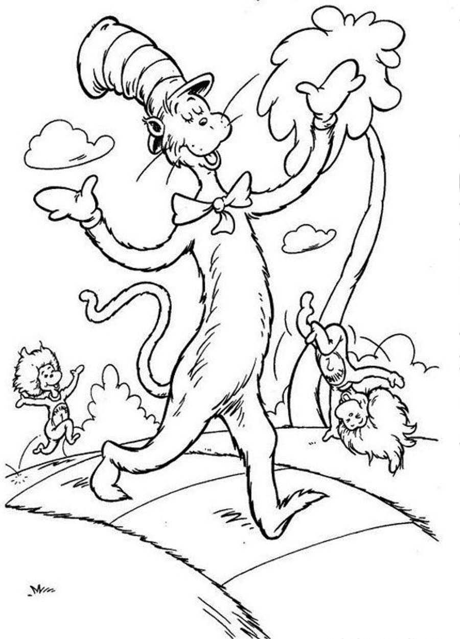 900x1249 Cat In The Hat Coloring Pages