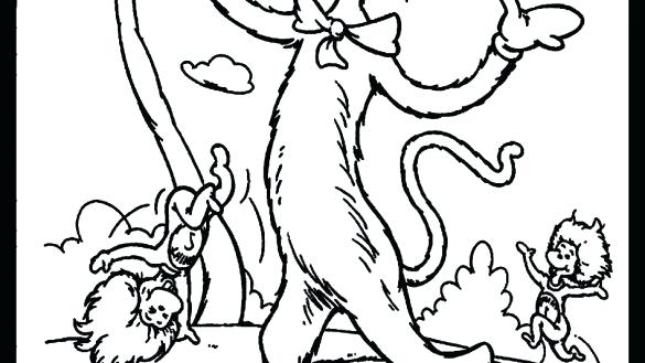 585x329 Cat In The Hat Coloring Pages Cat In The Hat Hat Coloring Page Cat