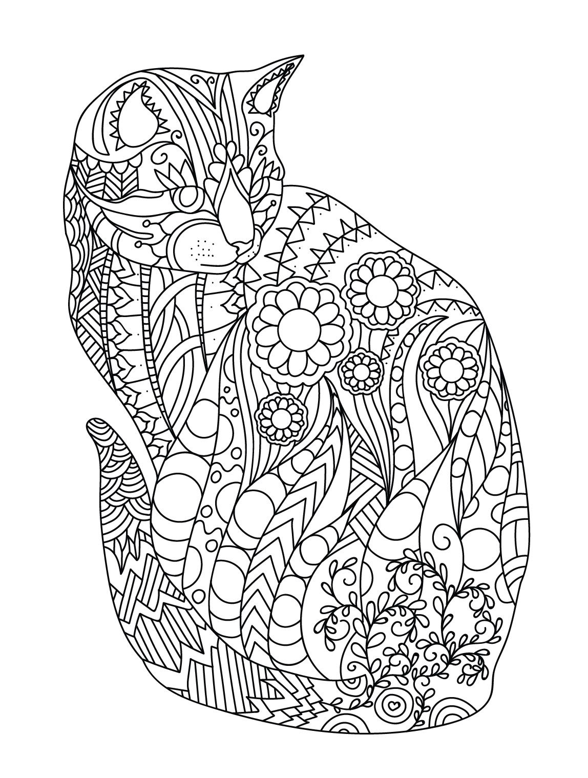 1148x1519 Cat Colorish Coloring Book For Adults Mandala Relax By