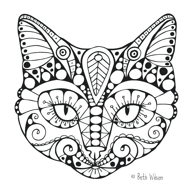 By Via Artful Kitty Cat Zentangle Coloring Page By Via A Cat 640x640 By Via Artful Kitty Cat Zentangle Coloring Page By Via A Cat