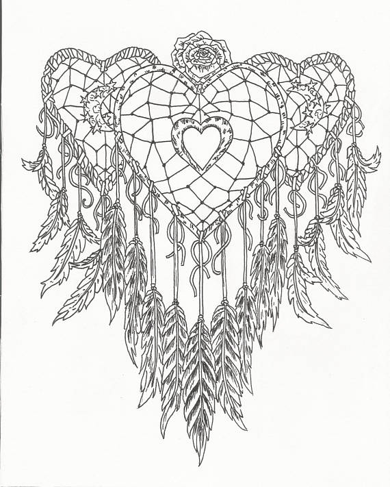 Dream Catcher Coloring Pages Heart Dream Catcher Coloring Page 570 570x711 Dream Catcher Coloring Pages Heart Dream Catcher Coloring Page 570