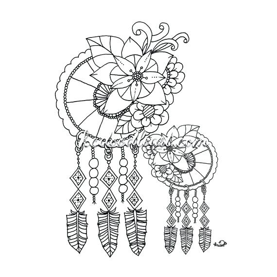 Dreamcatcher Coloring Pages Instant Digital Download Dream Catcher 570x570 Dreamcatcher Coloring Pages Instant Digital Download Dream Catcher