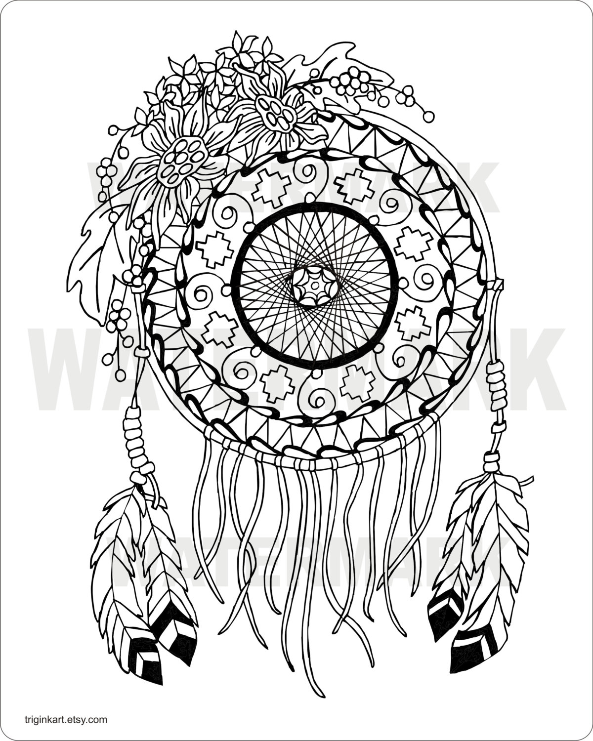 Dream catcher coloring pages for adults Sunflower Dream Catcher 1200x1500 Dream catcher coloring pages for adults Sunflower Dream Catcher
