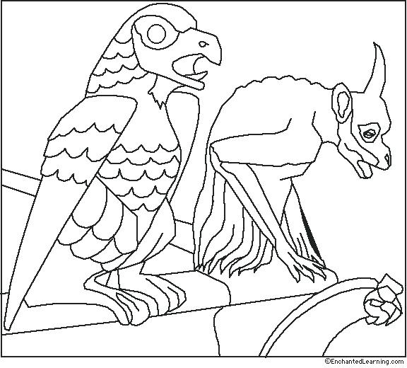 576x520 Grinning Gargoyle Coloring Page Dame Gargoyles Coloring Page Color