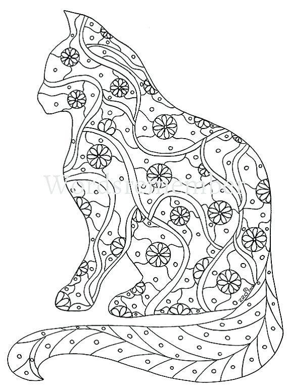 Cat Coloring Pages For Adults Also Cats And Hearts Colouring Page 570x765 Cat Coloring Pages For Adults Also Cats And Hearts Colouring Page