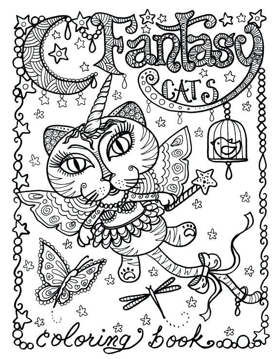 Art Coloring Page Fantasy Cats Coloring Page For Adults Art 570x738 Art Coloring Page Fantasy Cats Coloring Page For Adults Art