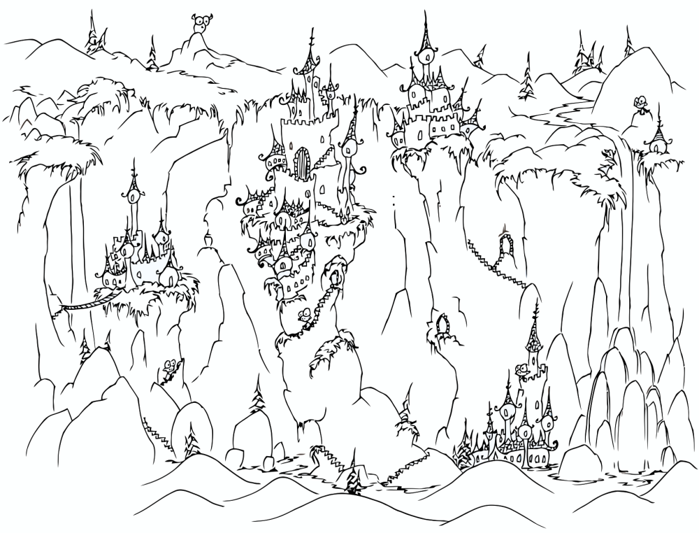 1000x762 Castle On Cliffs Coloring Page Amp Coloring Book