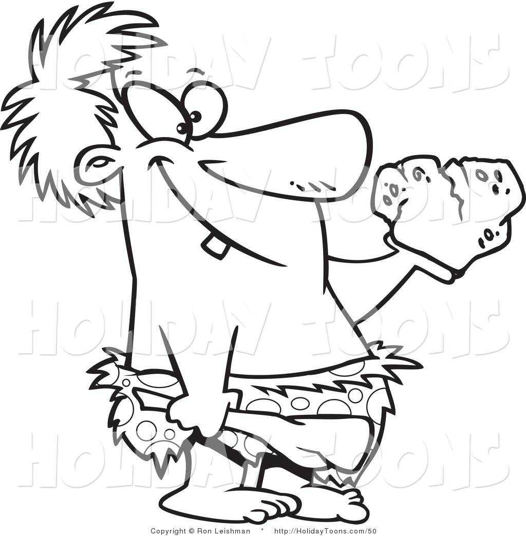 Royalty Free Holiday Cartoon Coloring Page Of Caveman Holding 1024x1044 Royalty Free Holiday Cartoon Coloring Page Of Caveman Holding
