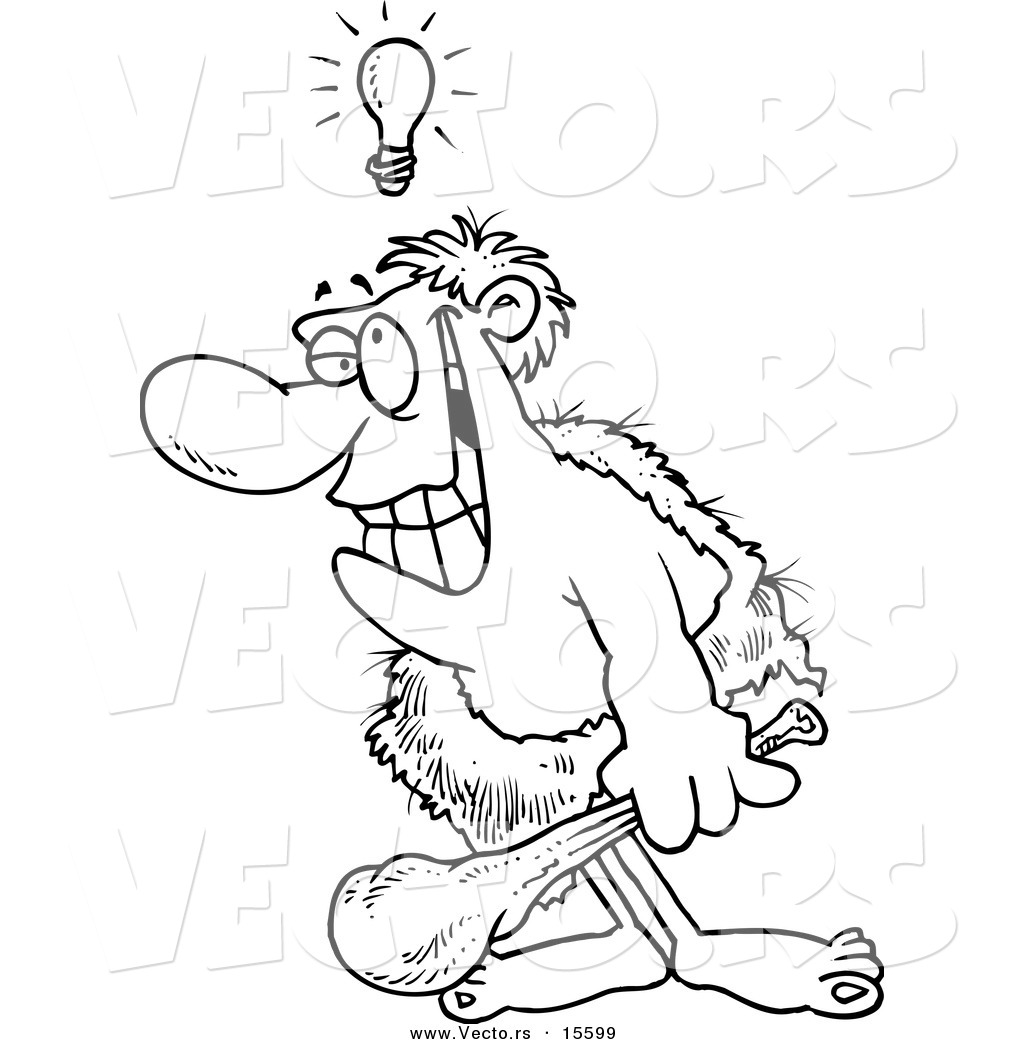Vector Of A Cartoon Creative Caveman 1024x1044 Vector Of A Cartoon Creative Caveman