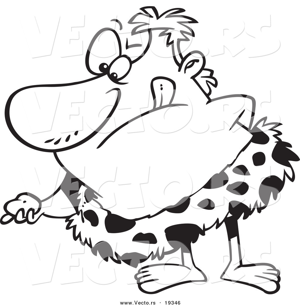 Vector Of A Cartoon Caveman Discovering A Rock 1024x1044 Vector Of A Cartoon Caveman Discovering A Rock