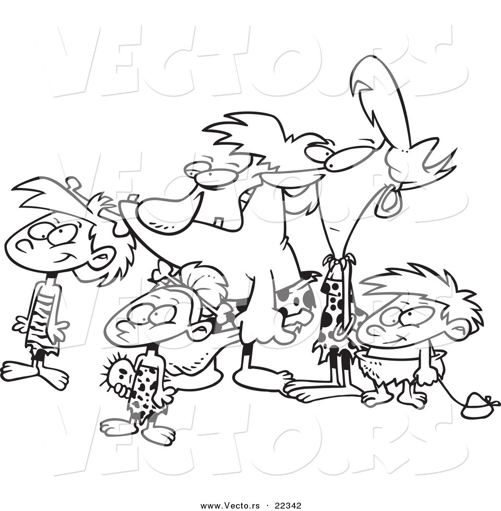 Vector Of A Cartoon Caveman Family 1024x1044 Vector Of A Cartoon Caveman Family