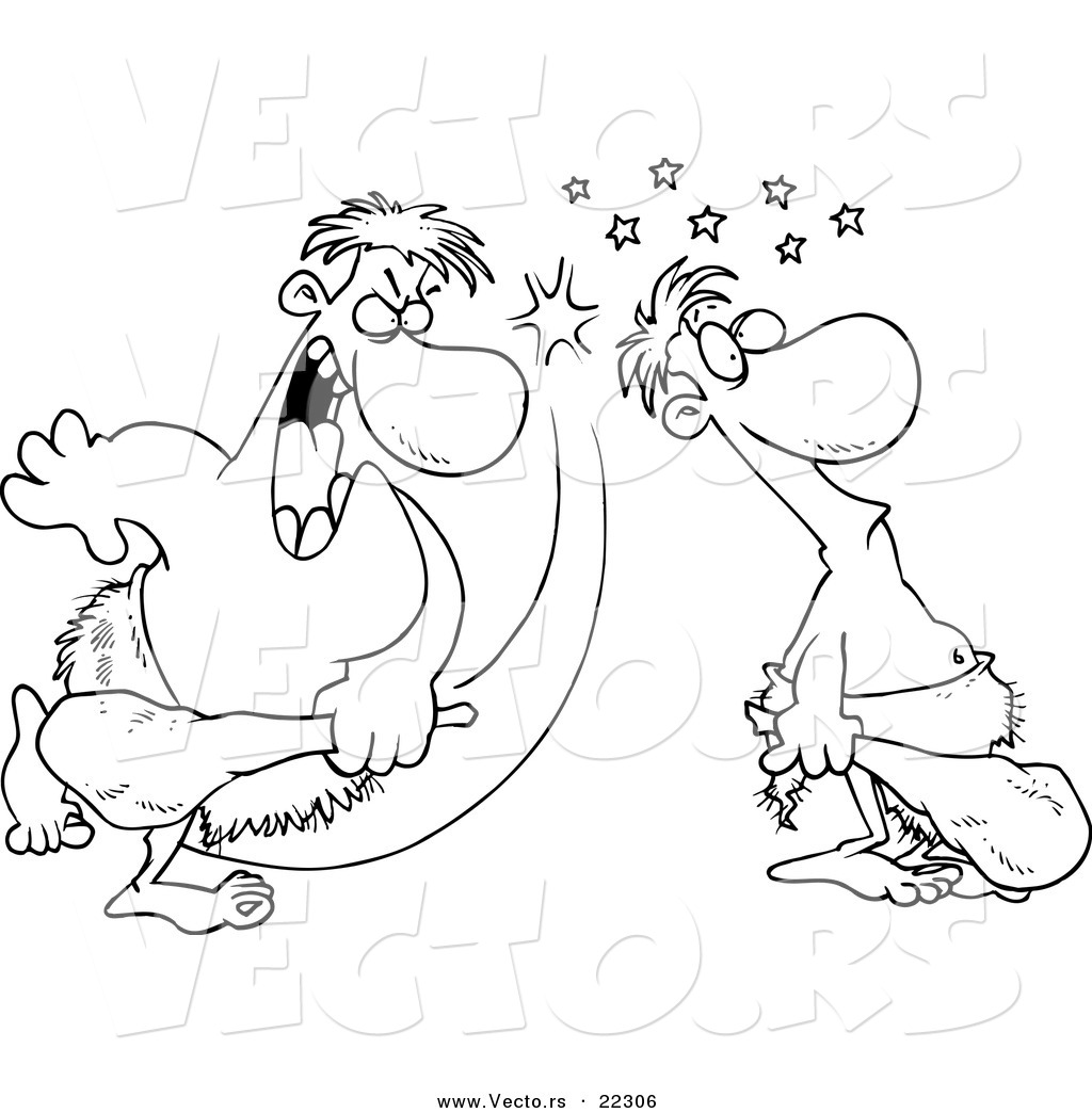 Vector Of A Cartoon Caveman Hitting Another With A Club 1024x1044 Vector Of A Cartoon Caveman Hitting Another With A Club