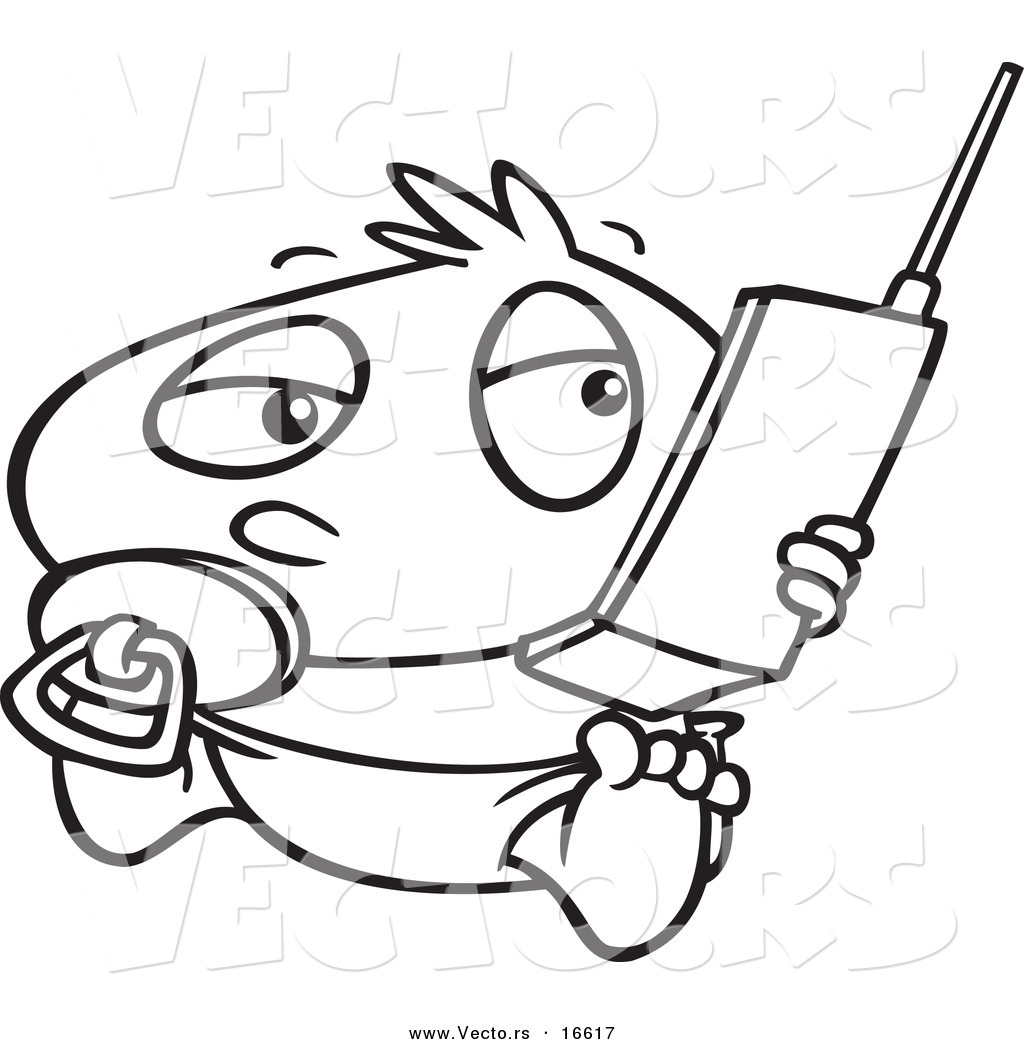 1024x1044 Vector Of A Cartoon Baby Boy Using A Cell Phone