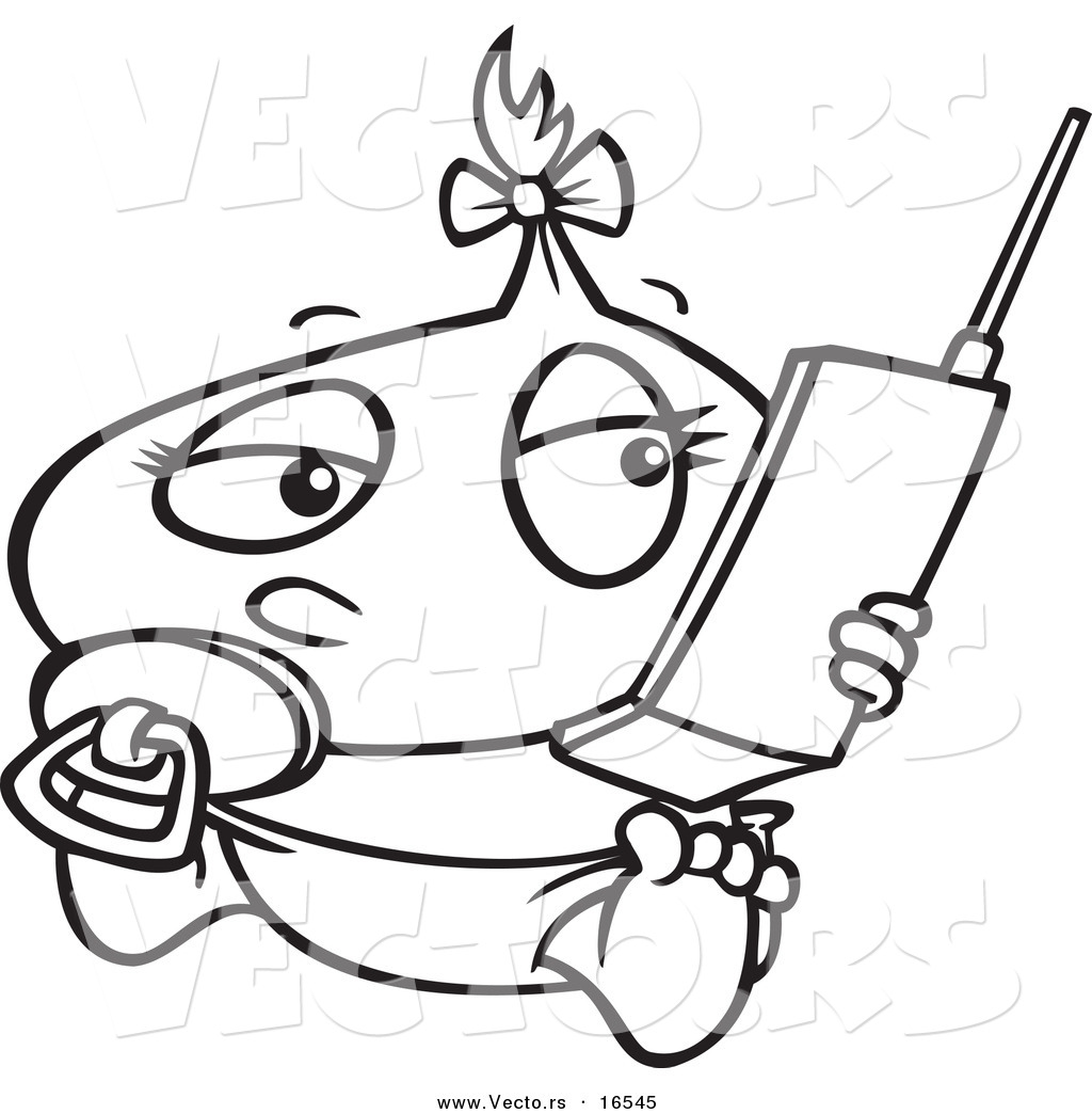 1024x1044 Best Cell Phone Coloring Page Vector Of A Cartoon Baby Girl Using