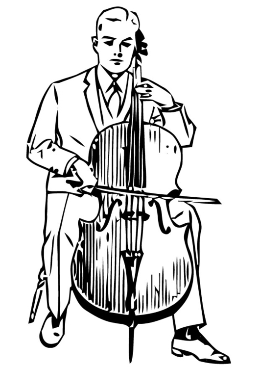 531x750 Coloring Page Cello