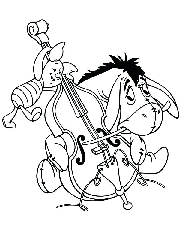 600x776 Cello Coloring Page As Amazing And Piglet Playing Cello Colouring
