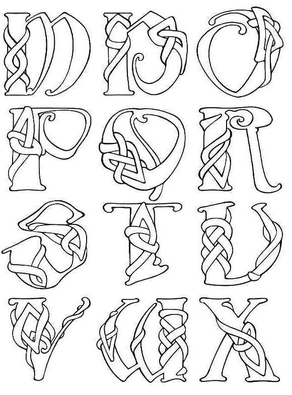 Celtic Alphabet Coloring Pages 580x785 Celtic Alphabet Coloring Pages