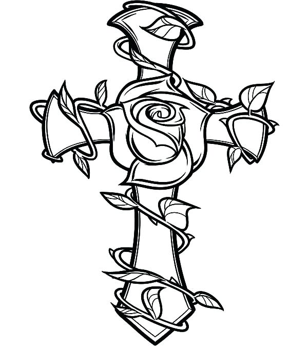 600x673 Celtic Coloring Pages Rose Decorated Cross Coloring Pages Free