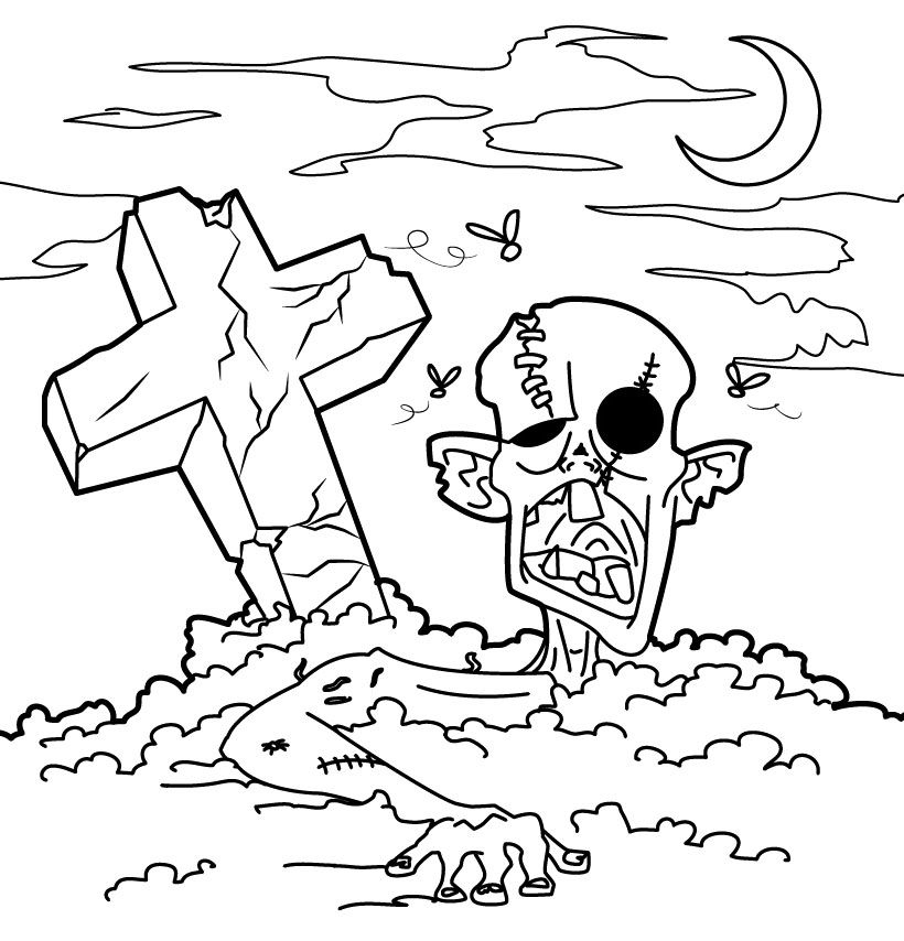 Zombie Graveyard Coloring Page Zombie Coloring 820x854 Zombie Graveyard Coloring Page Zombie Coloring