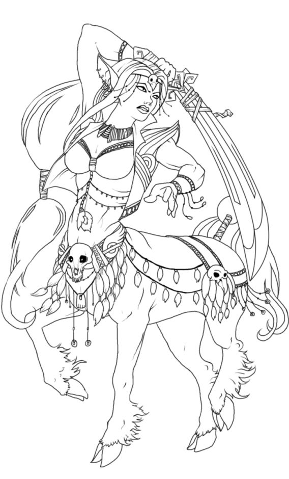 Female Centaur Warrior Printable Adult Coloring Pages Fantasy 568x940 Female Centaur Warrior Printable Adult Coloring Pages Fantasy
