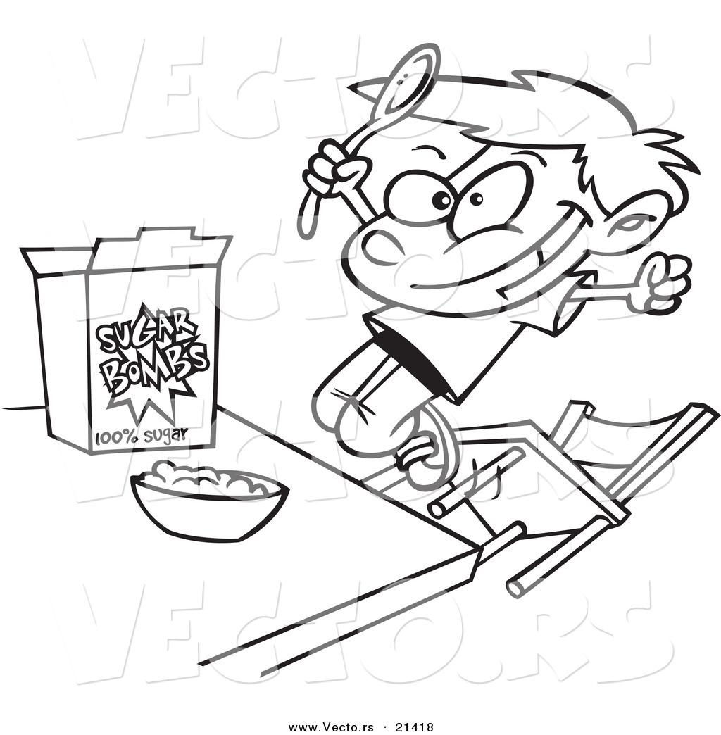 Vector Of A Cartoon Boy Eating Sugary Cereal 1024x1044 Vector Of A Cartoon Boy Eating Sugary Cereal