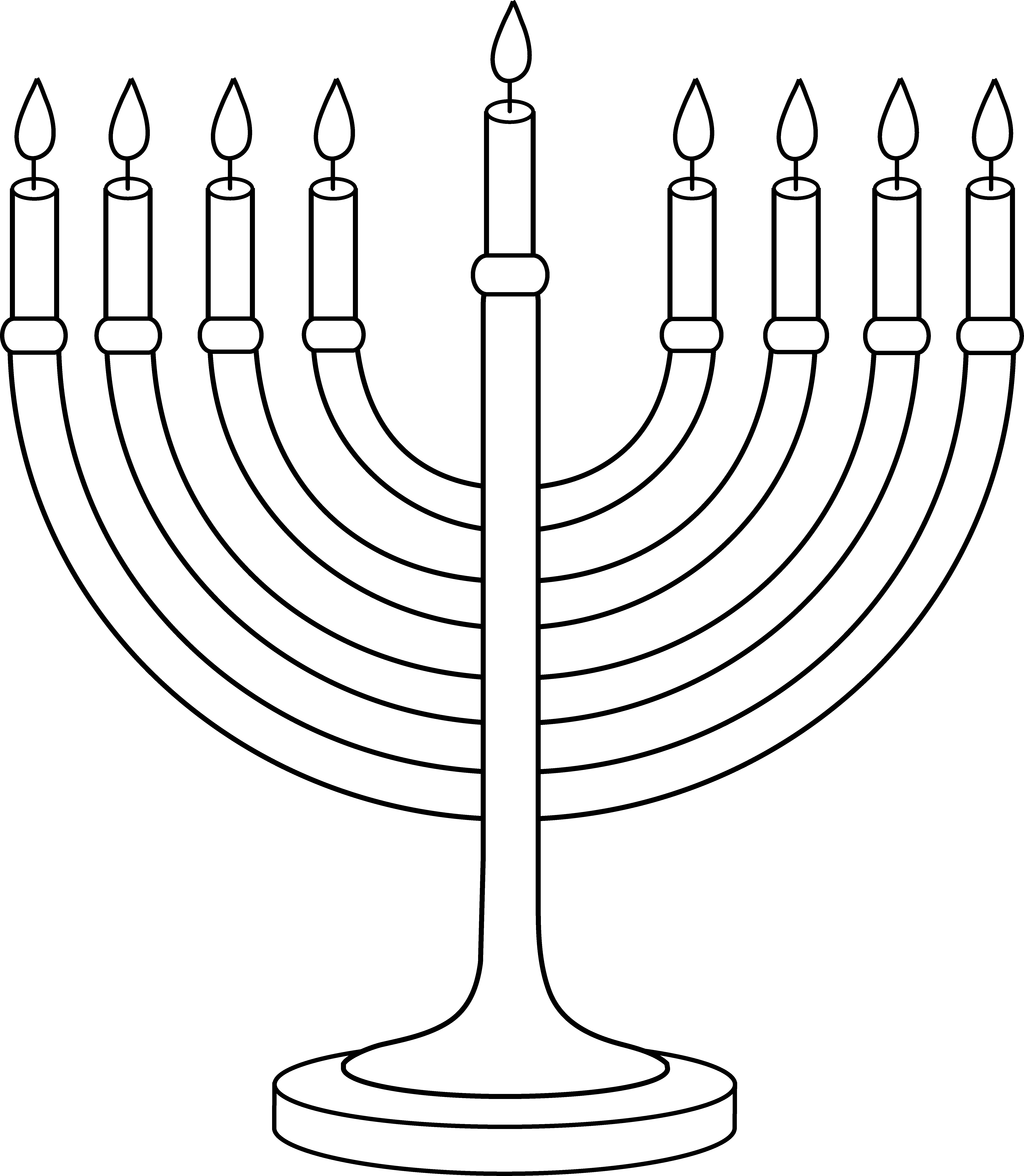 5905x6779 Menorah Outline For Hanukkah Coloring Page