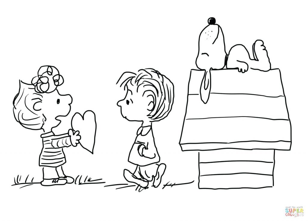 1024x735 Coloring Page ~ Valentines Color Pages Click The Charlie Brown Day