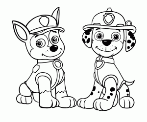 300x250 Chase And Marshall Look Very Curious In Paw Patrol Coloring Page