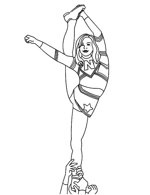 600x776 Cheerleader Difficult Stunt Coloring Pages Cheerleader Difficult