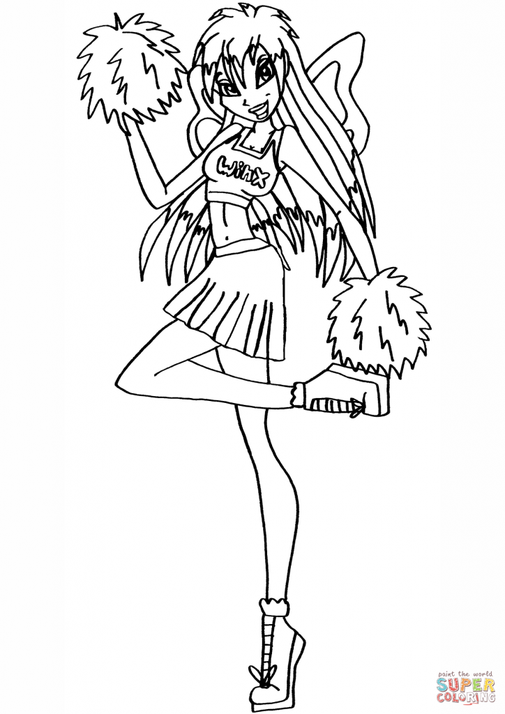 724x1024 Cheerleading Coloring Pages Anime Cheerleader Free Printable Kids