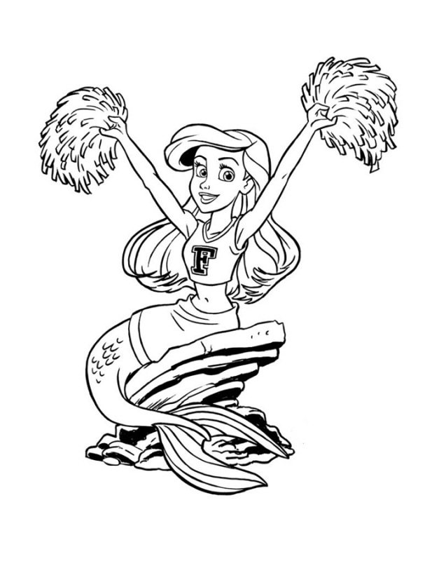 617x800 Ariel As Cheerleader Coloring Page Cartoon Pages