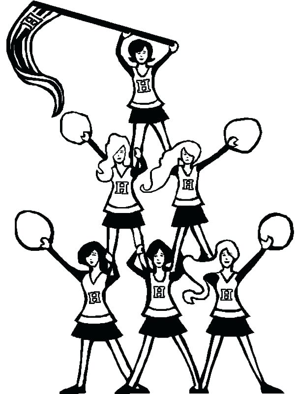 600x801 Cheerleader Coloring Pages Cheerleader Pyramid Of Cheerleader