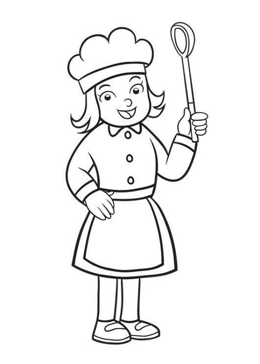 Girl Chef Coloring Sheet For Kids Profession Coloring Pages 530x742 Girl Chef Coloring Sheet For Kids Profession Coloring Pages