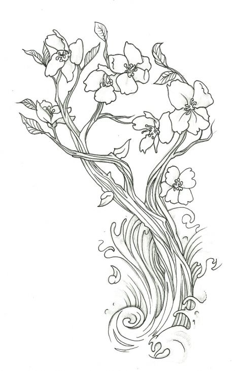 471x730 Lovely Cherry Blossom Flower Doodler Art Coloring Page Free