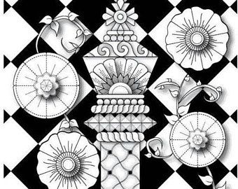 Fantasy King Chess Piece With Flowers And Vines Coloring Page 340x270 Fantasy King Chess Piece With Flowers And Vines Coloring Page