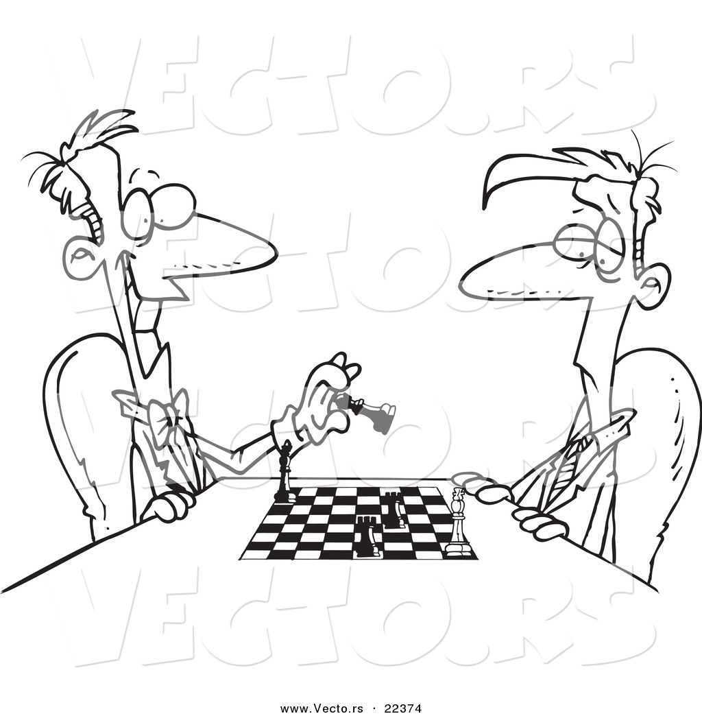Vector Of A Cartoon Men Playing Chess 1024x1044 Vector Of A Cartoon Men Playing Chess