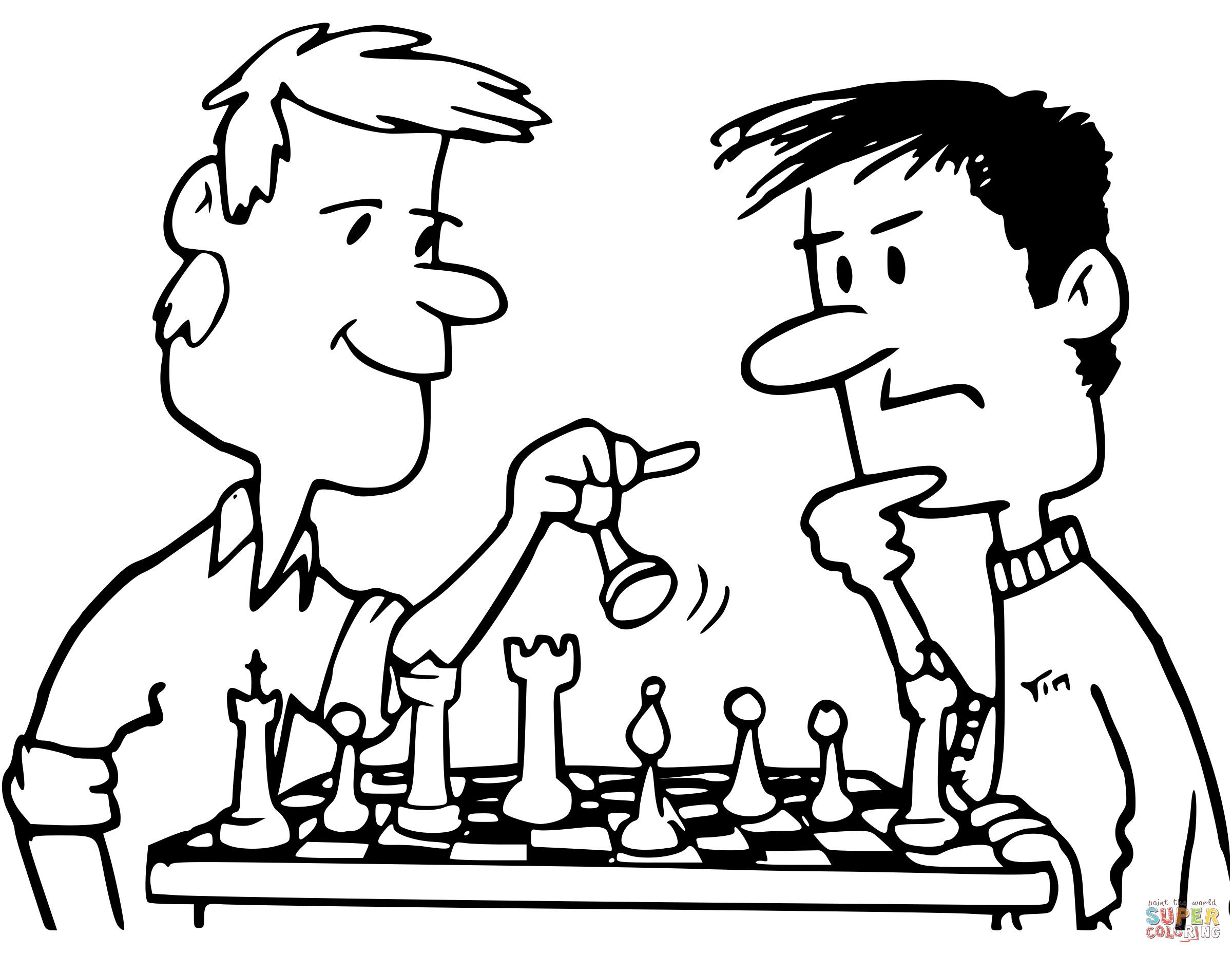 2400x1855 8 Friends Playing Chess Coloring Page Amazing Pages