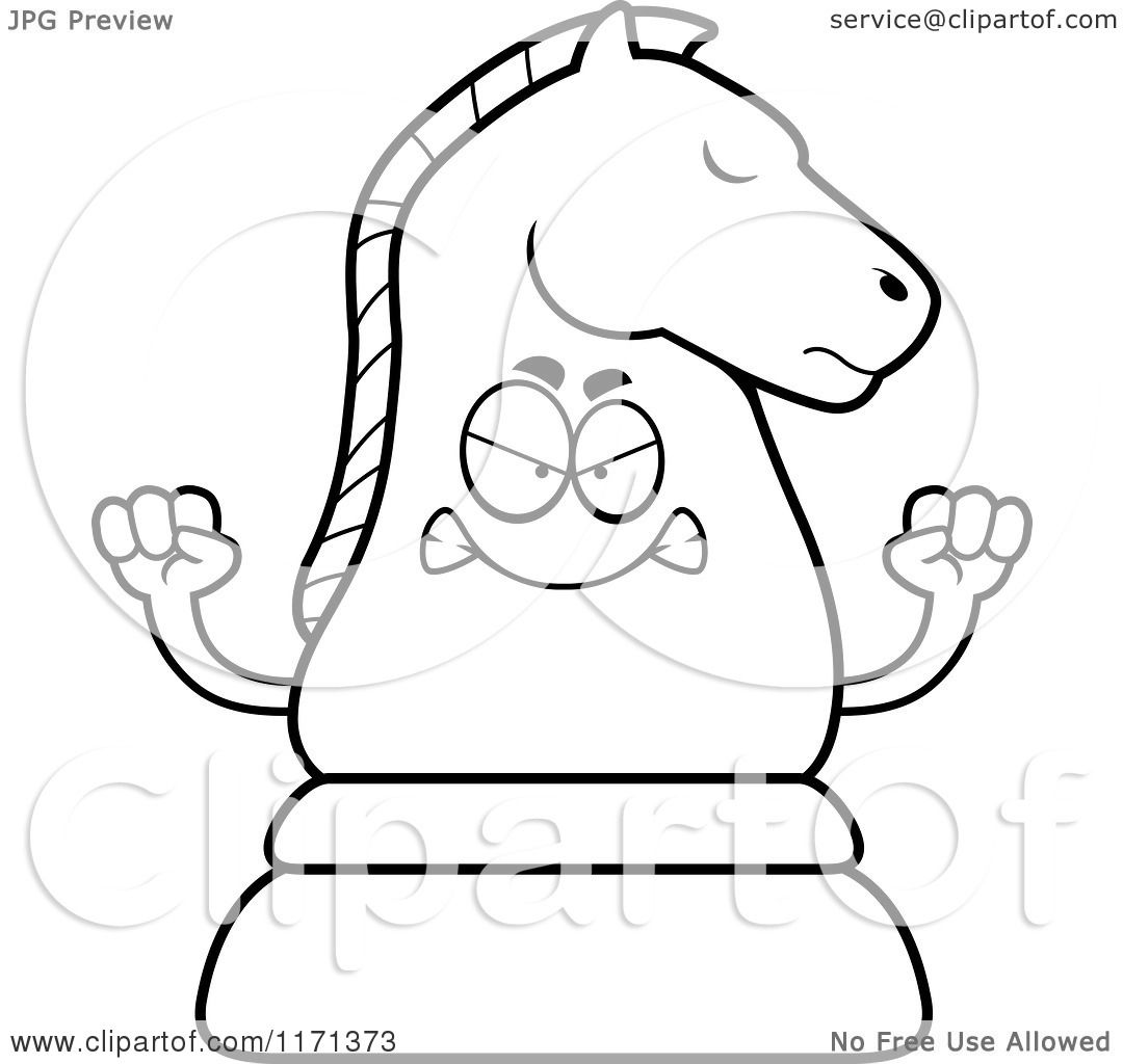 1080x1024 Cartoon Clipart Of A Mad Black Chess Knight Mascot