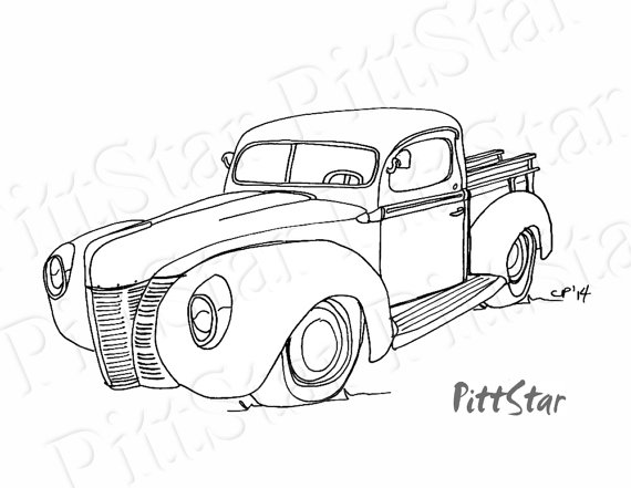 570x441 Instant Download Vintage 1940's Ford Pickup Truck